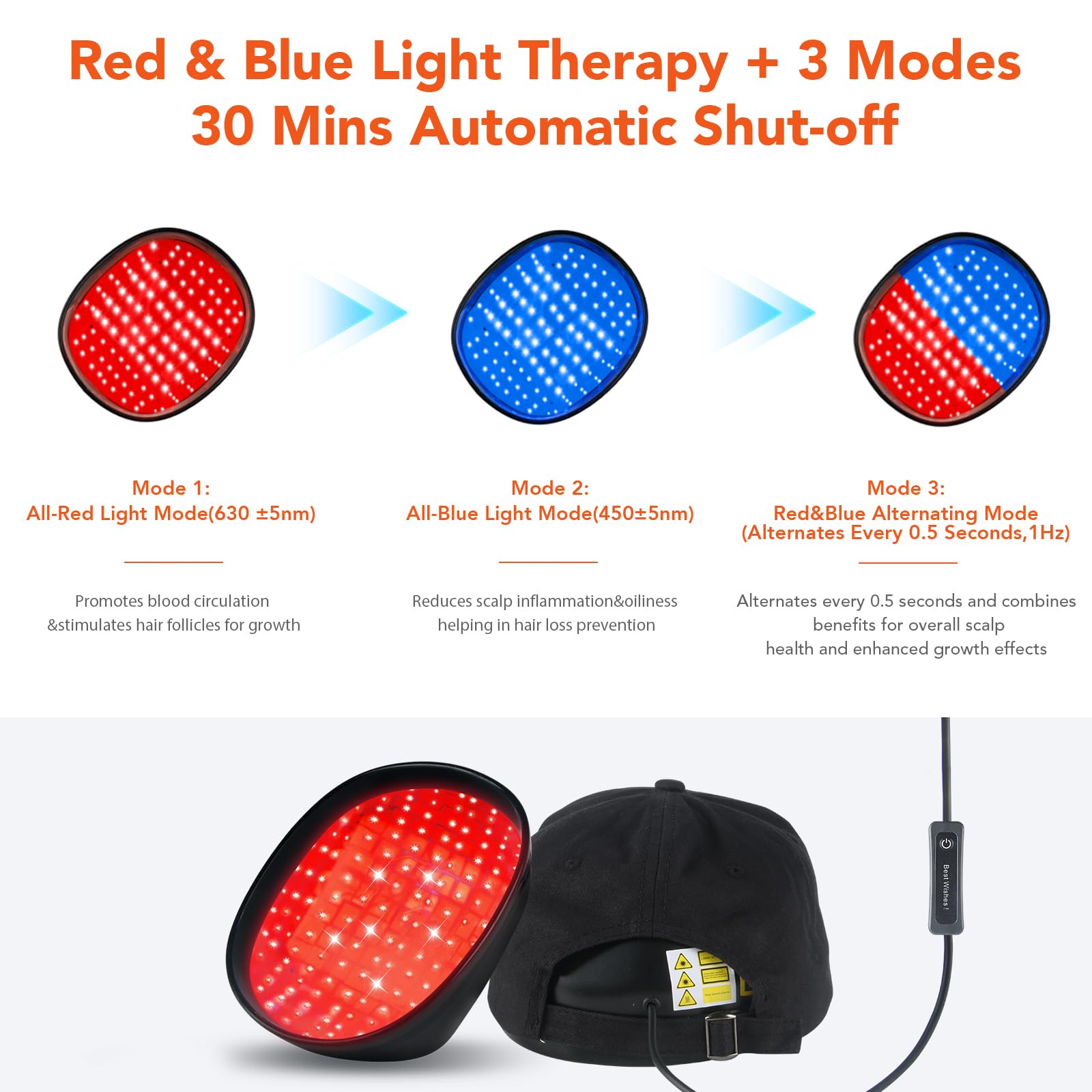 GWODE Laser Cap top view shows compact design and even light delivery.