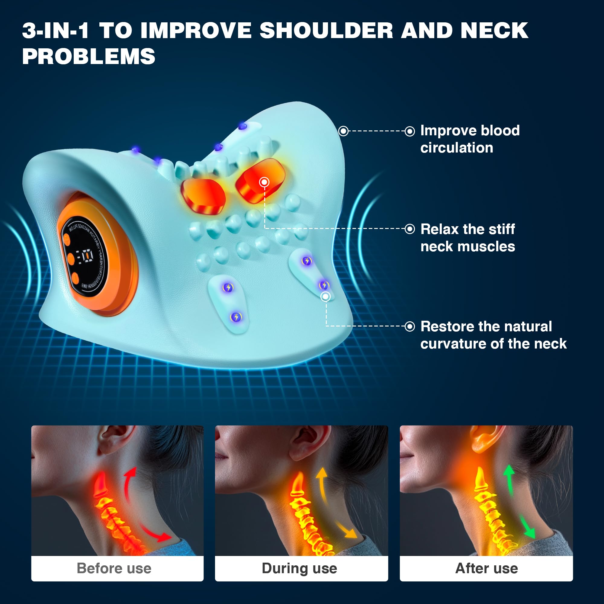 GYSIEN neck massager three modes adjustable for customizable relief.