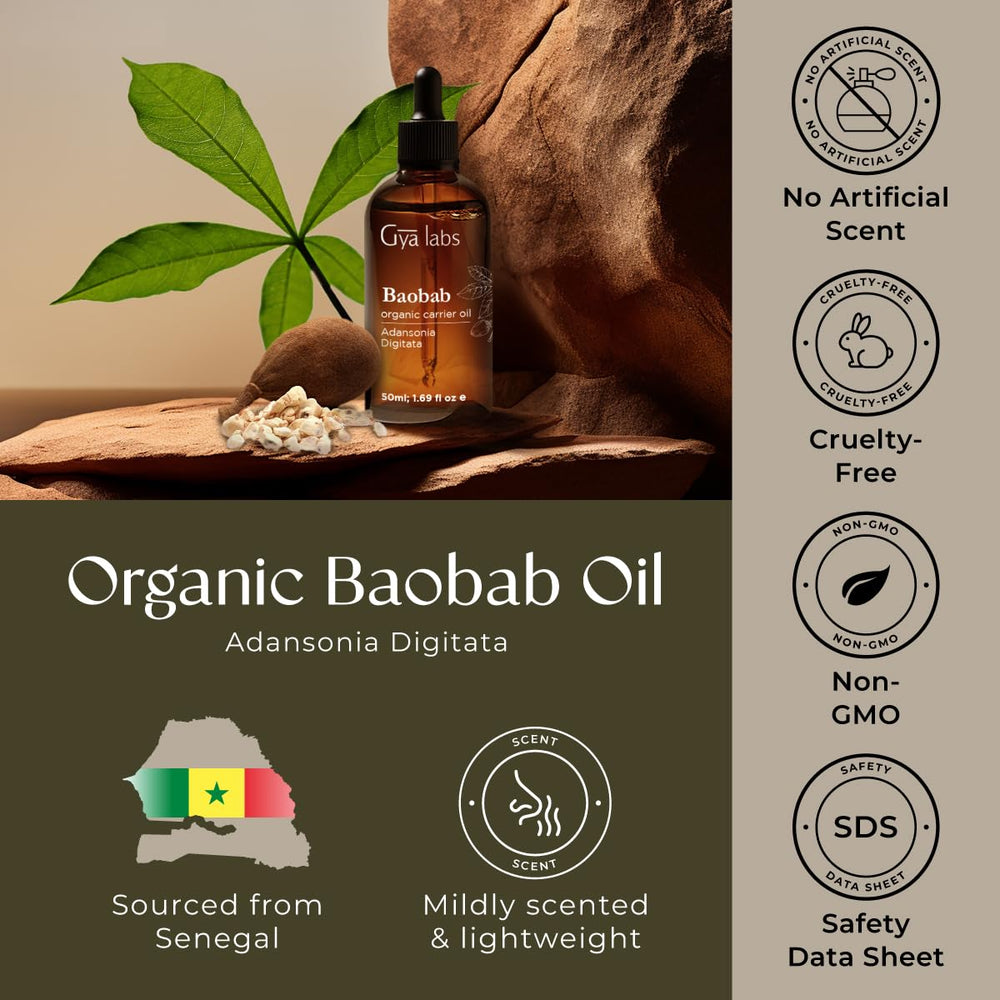 Gya Labs Baobab Carrier Oil blended with essential oils for serums