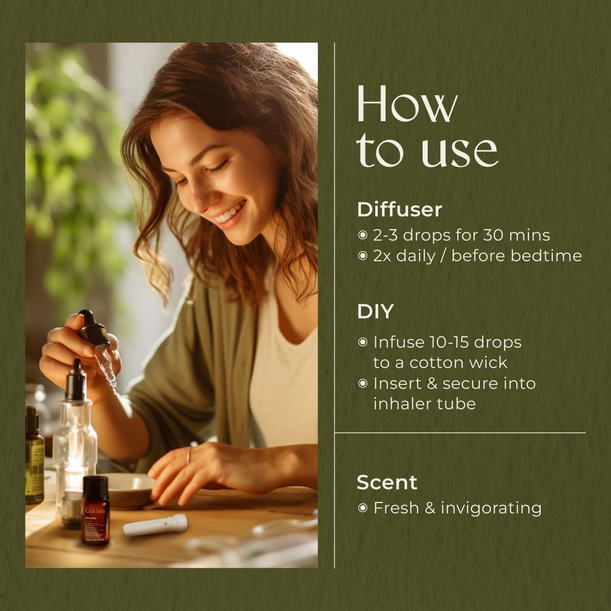 DIY inhaler with Gya Labs Breathe for quick refreshing aroma.