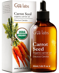 Gya Labs carrot seed oil bottle for daily skin nourishment.