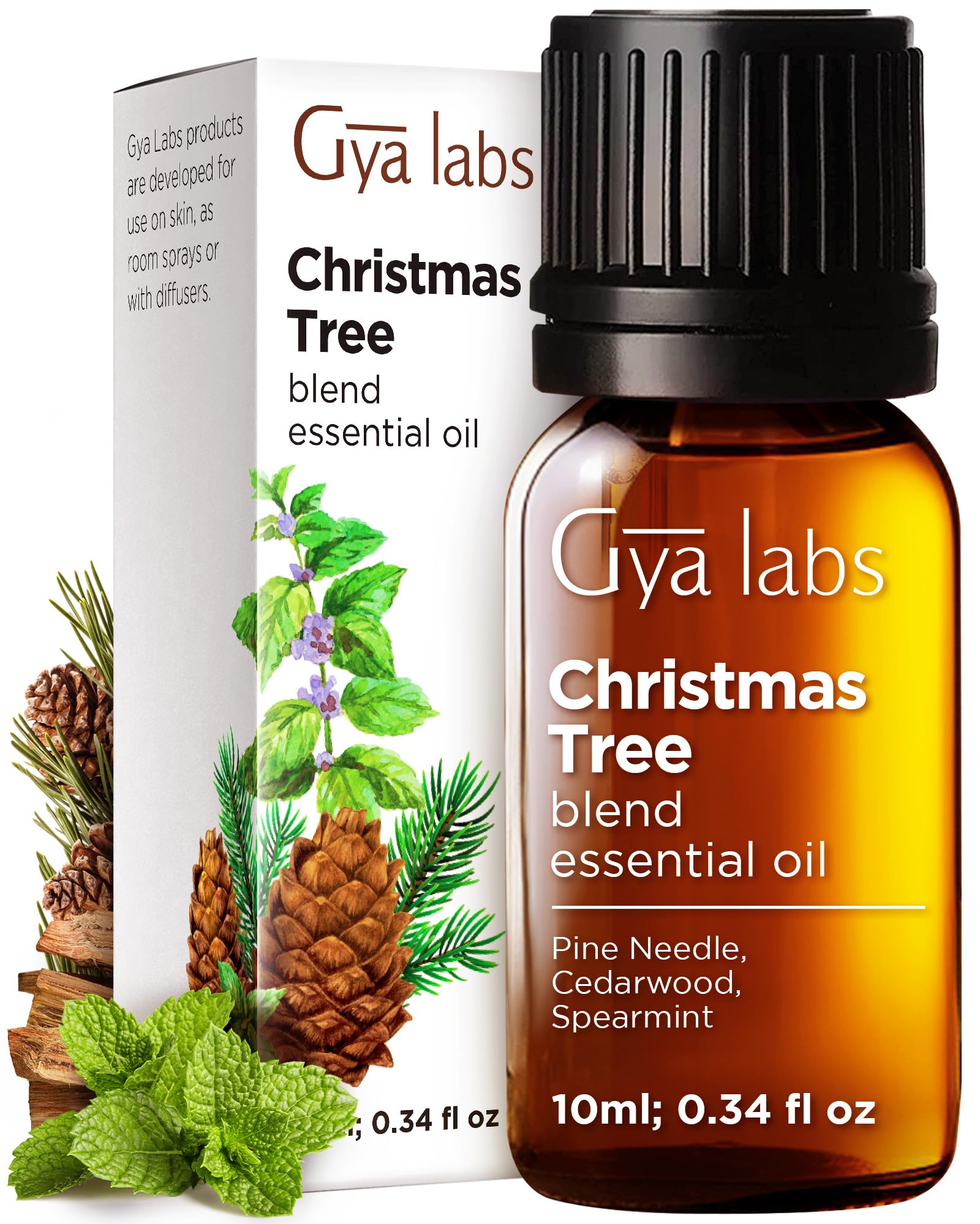 Gya Labs Christmas Tree Blend bottle shown for home diffusion and aroma