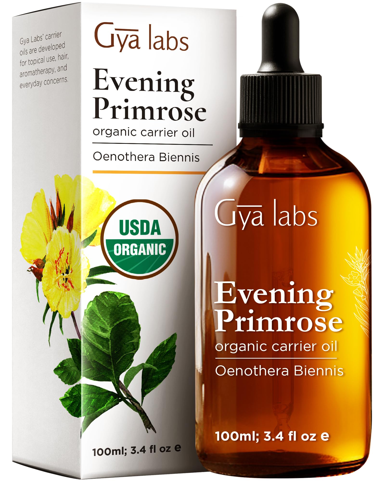 Gya Labs Evening Primrose Oil bottle pour for smooth, hydrated skin
