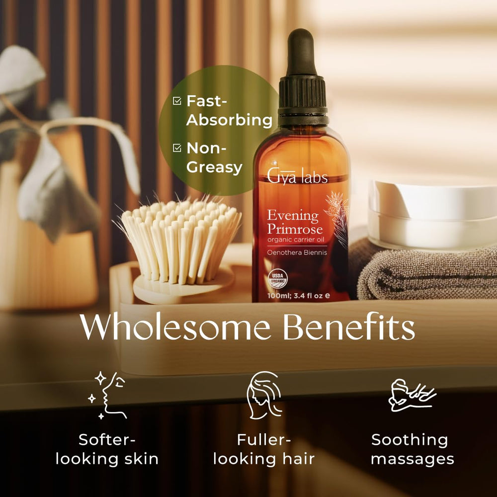 Gya Labs Evening Primrose Oil spa massage scene suggests relaxing body care