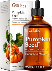 Gya Labs Organic Pumpkin Seed Oil bottle supports daily skin and hair care.