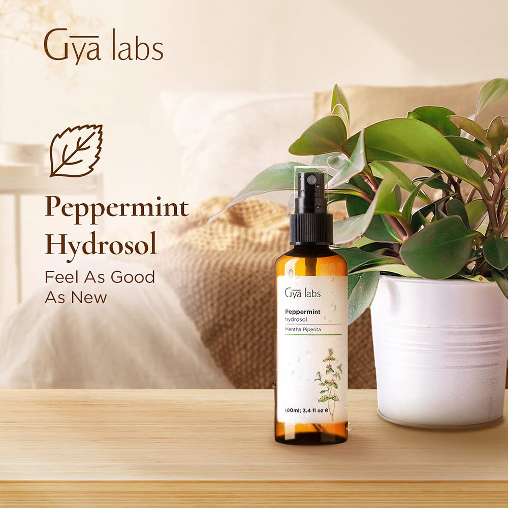 Gya Labs Peppermint Hydrosol pillow scent to enliven linens.