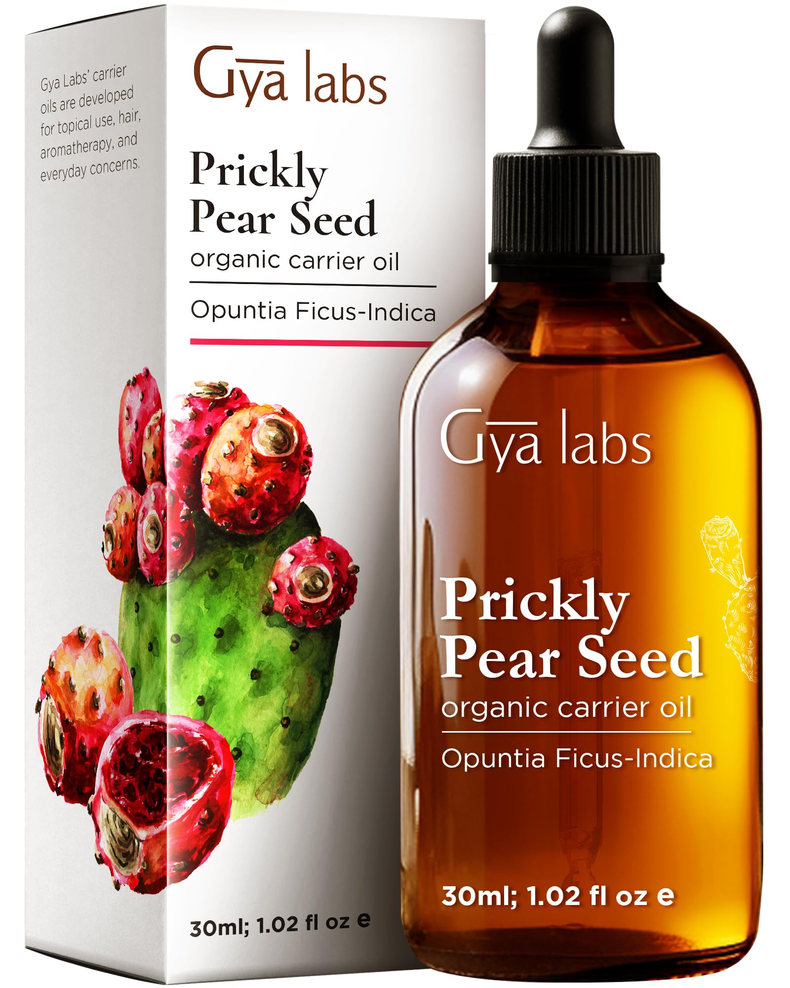 Gya Labs Prickly Pear Seed Oil bottle pour for easy application and hydration
