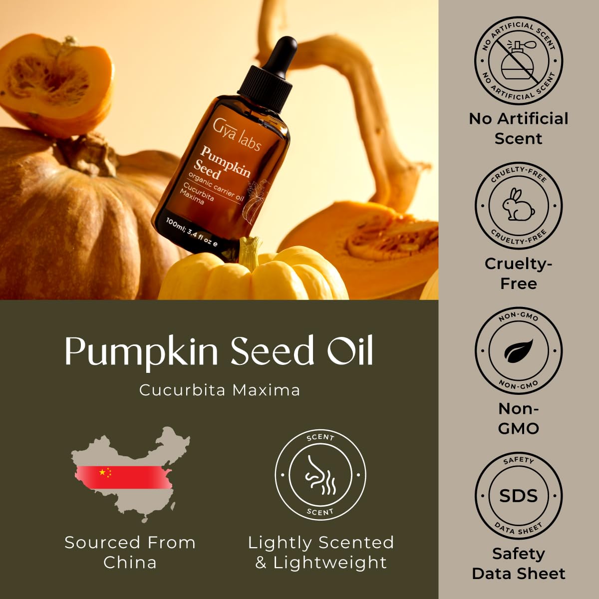 Gya Labs pumpkin seed oil supports skincare and self-care routines.