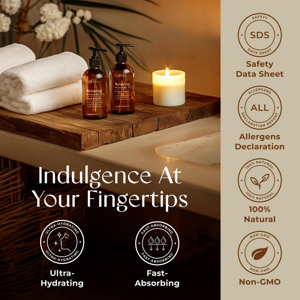 Gya Labs Relaxing Massage Oil floral-oils-blend blends argan, jojoba for nourishment