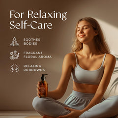 Gya Labs Relaxing Massage Oil hands-application demonstrates easy rubbing for deep relaxation