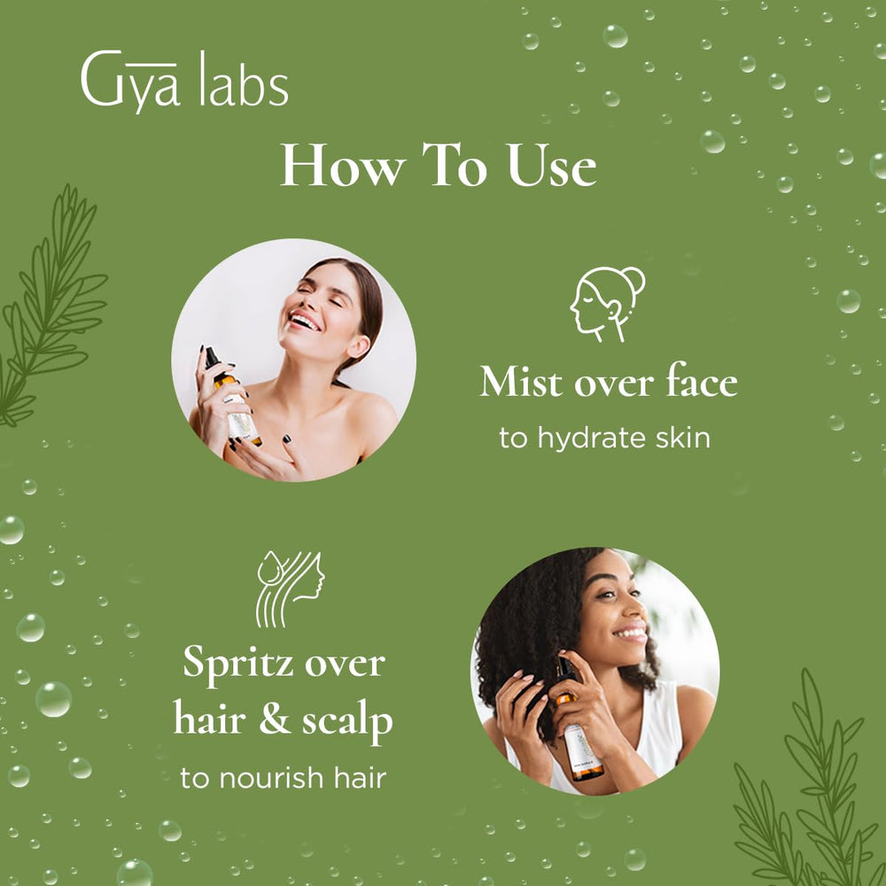 Gya Labs Rosemary Hydrosol aroma enhances self-care rituals with natural fragrance.