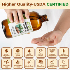 GYBOHO 16oz glass bottle of organic castor oil preserves purity and freshness.