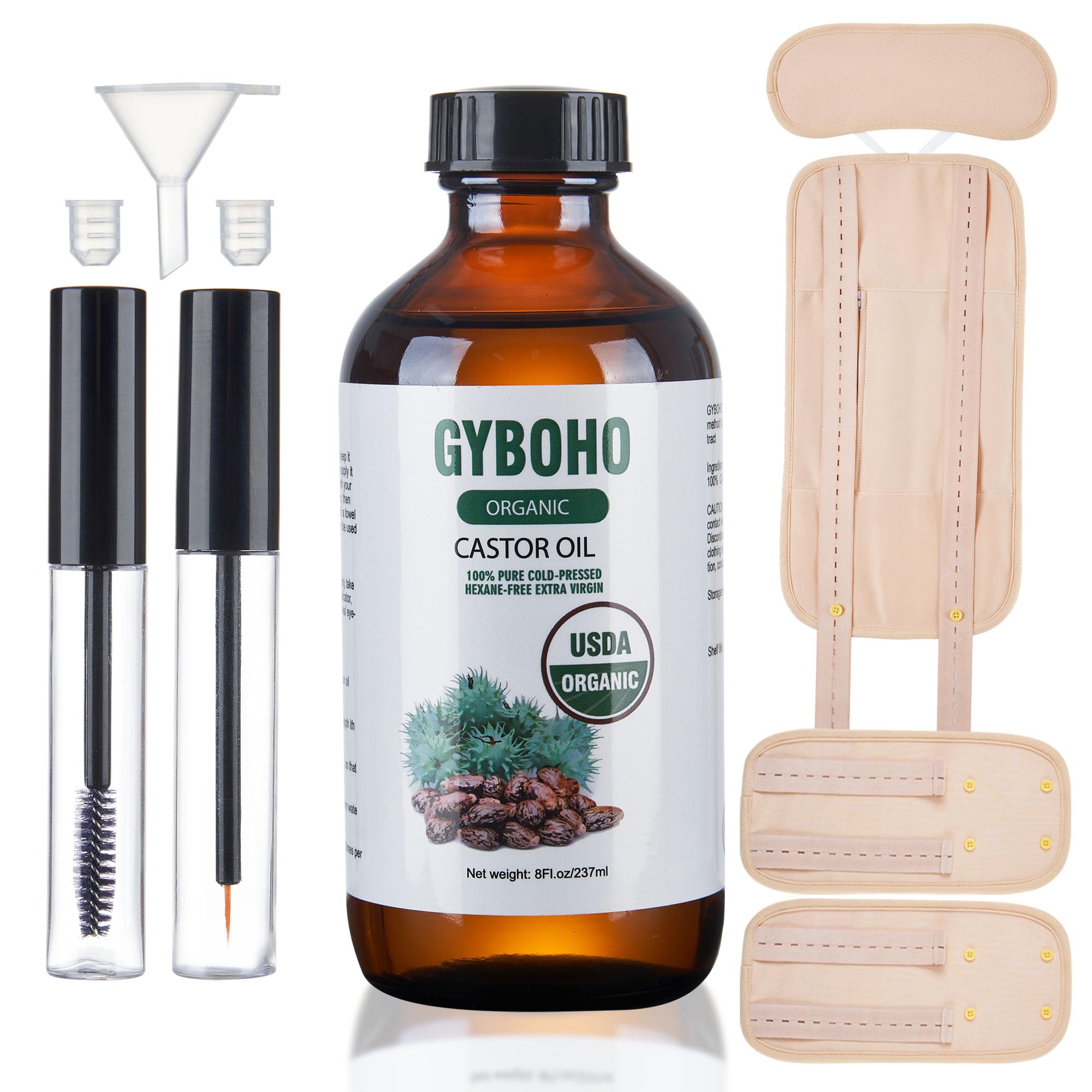 GYBOHO 8oz castor oil bottle ready for skin and hair care use