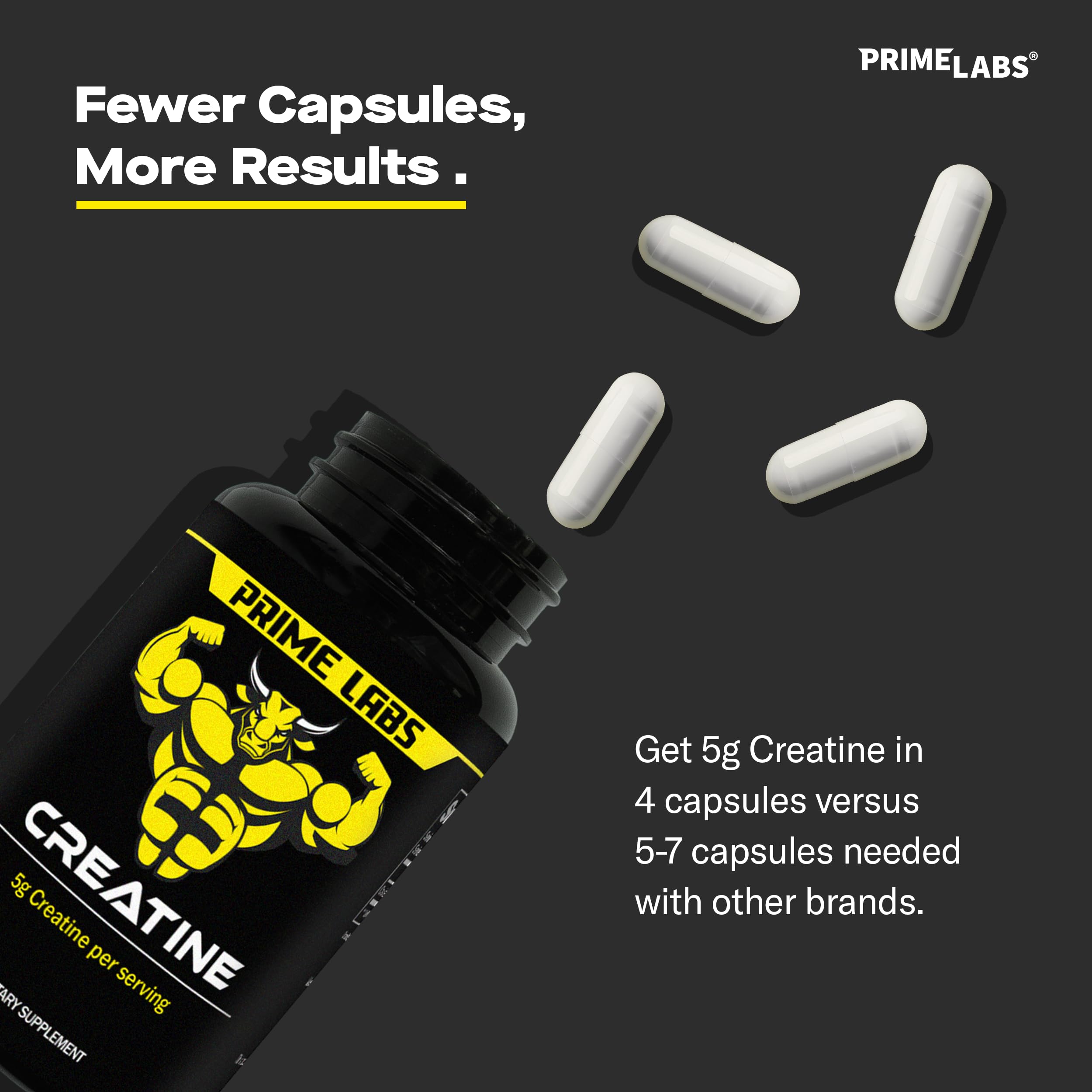 Athlete in gym scene using Prime Labs creatine monohydrate capsules