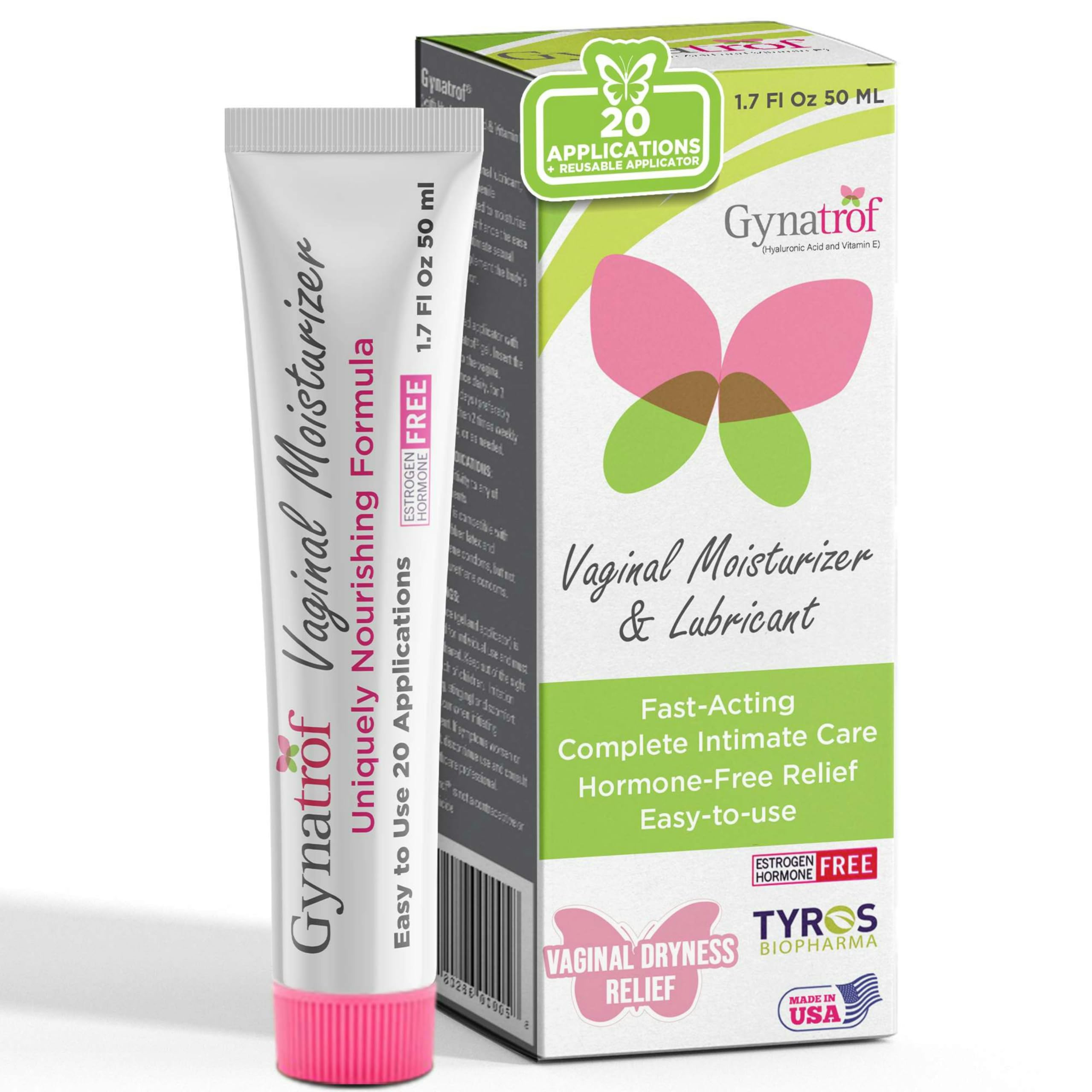 Gynatrof vaginal moisturizer with applicator for quick relief and daily hydration