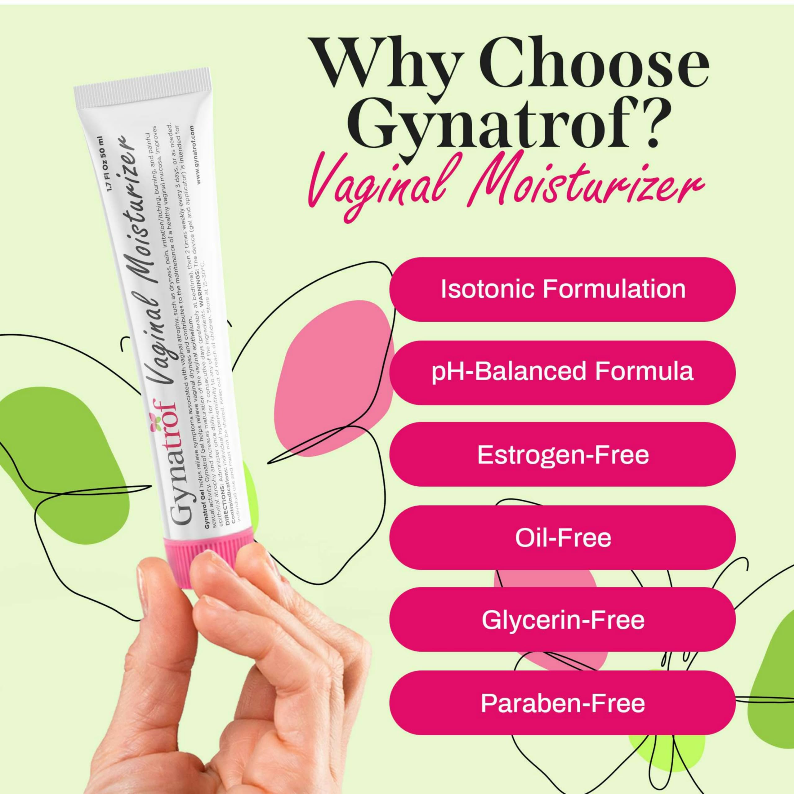 Gynatrof isotonic formula close-up indicating balanced moisture