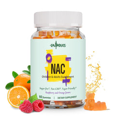 Gyumolics NAC adult dosage bottle showing 1000 mg daily option for adults
