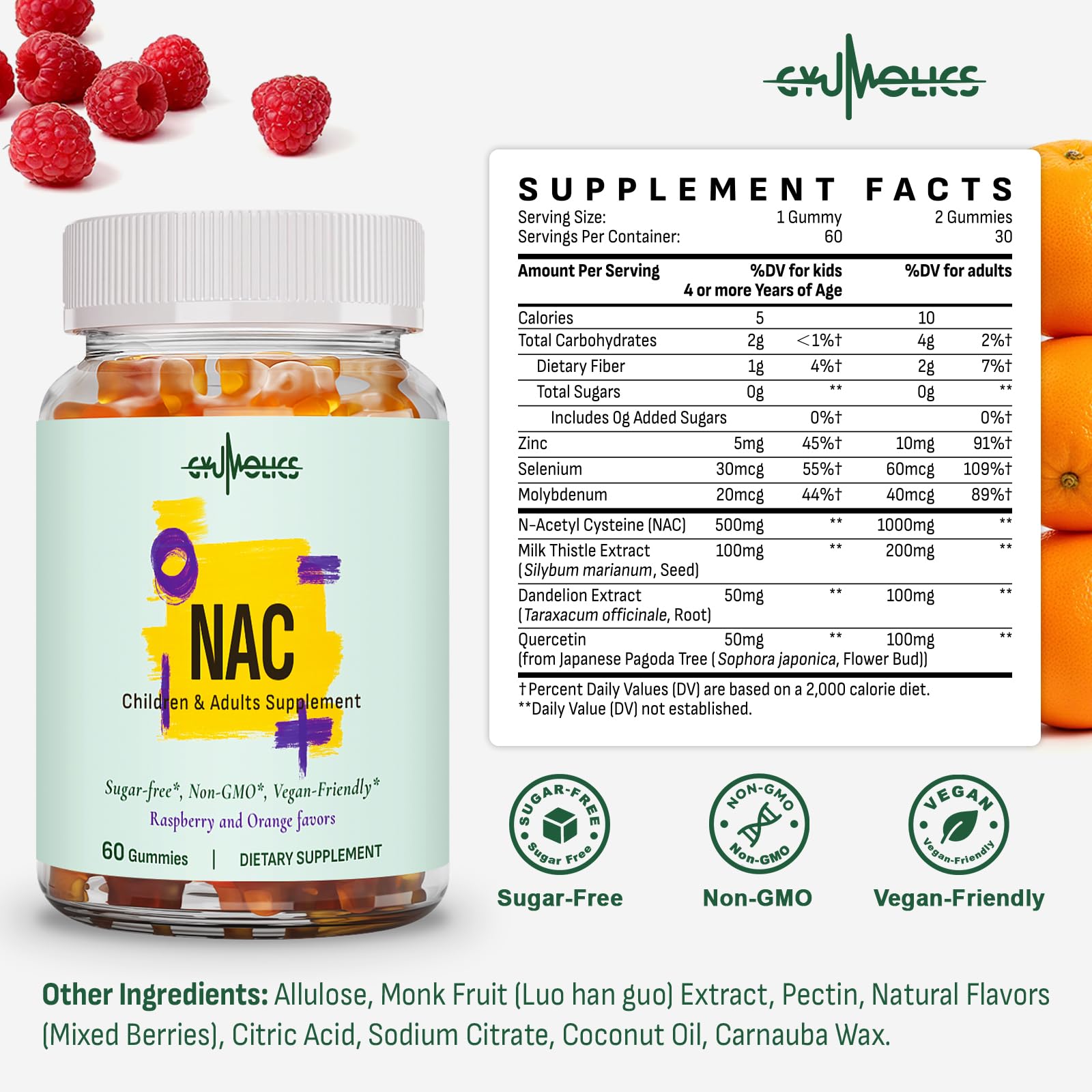 Gyumolics NAC bear-shaped gummies designed for kids and adults