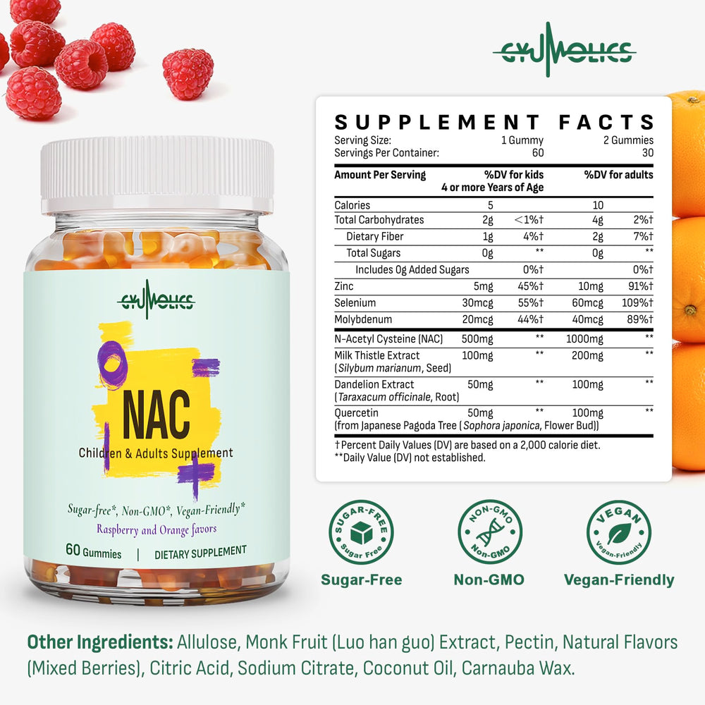 Gyumolics NAC bear-shaped gummies designed for kids and adults