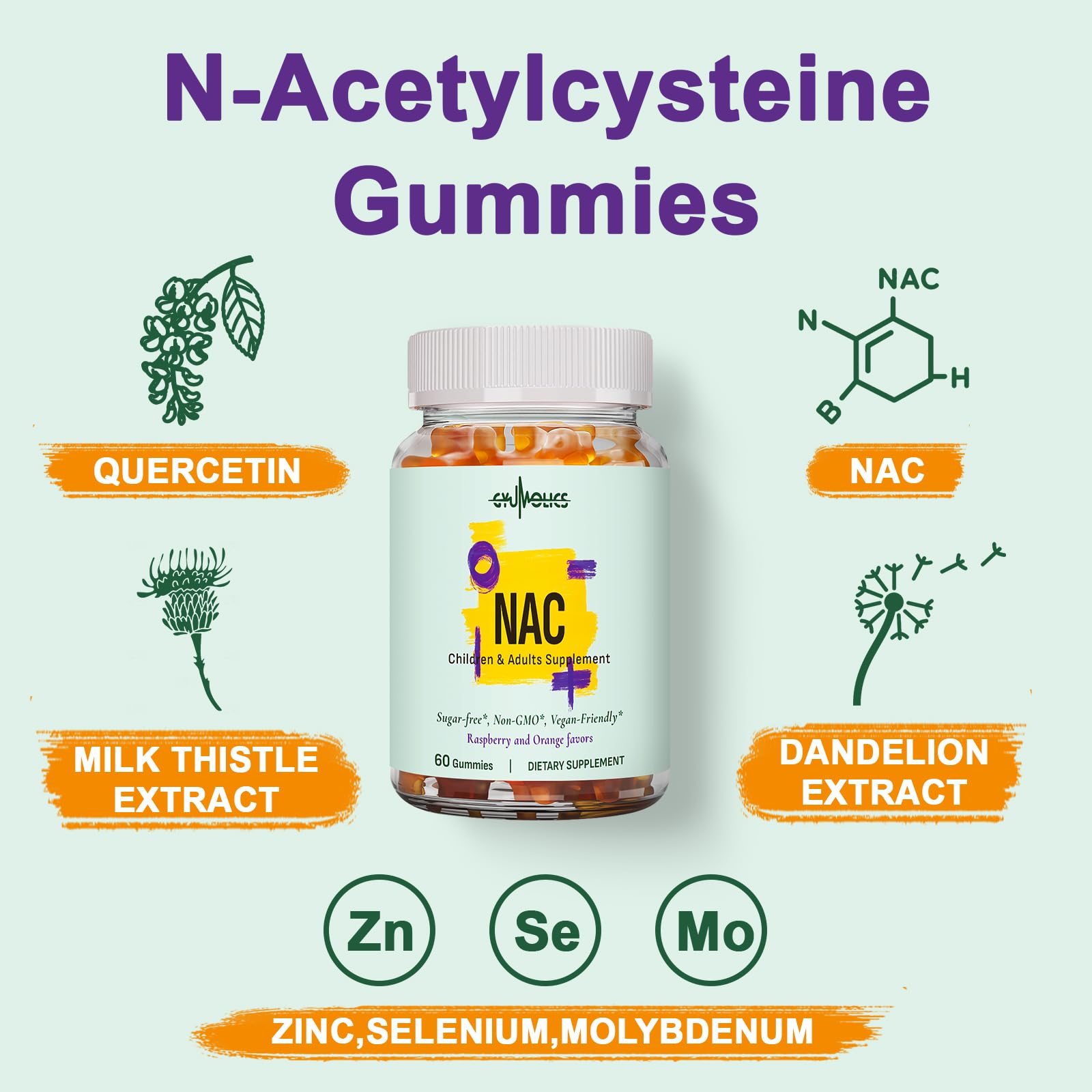 Gyumolics NAC natural berry flavored gummies for family use