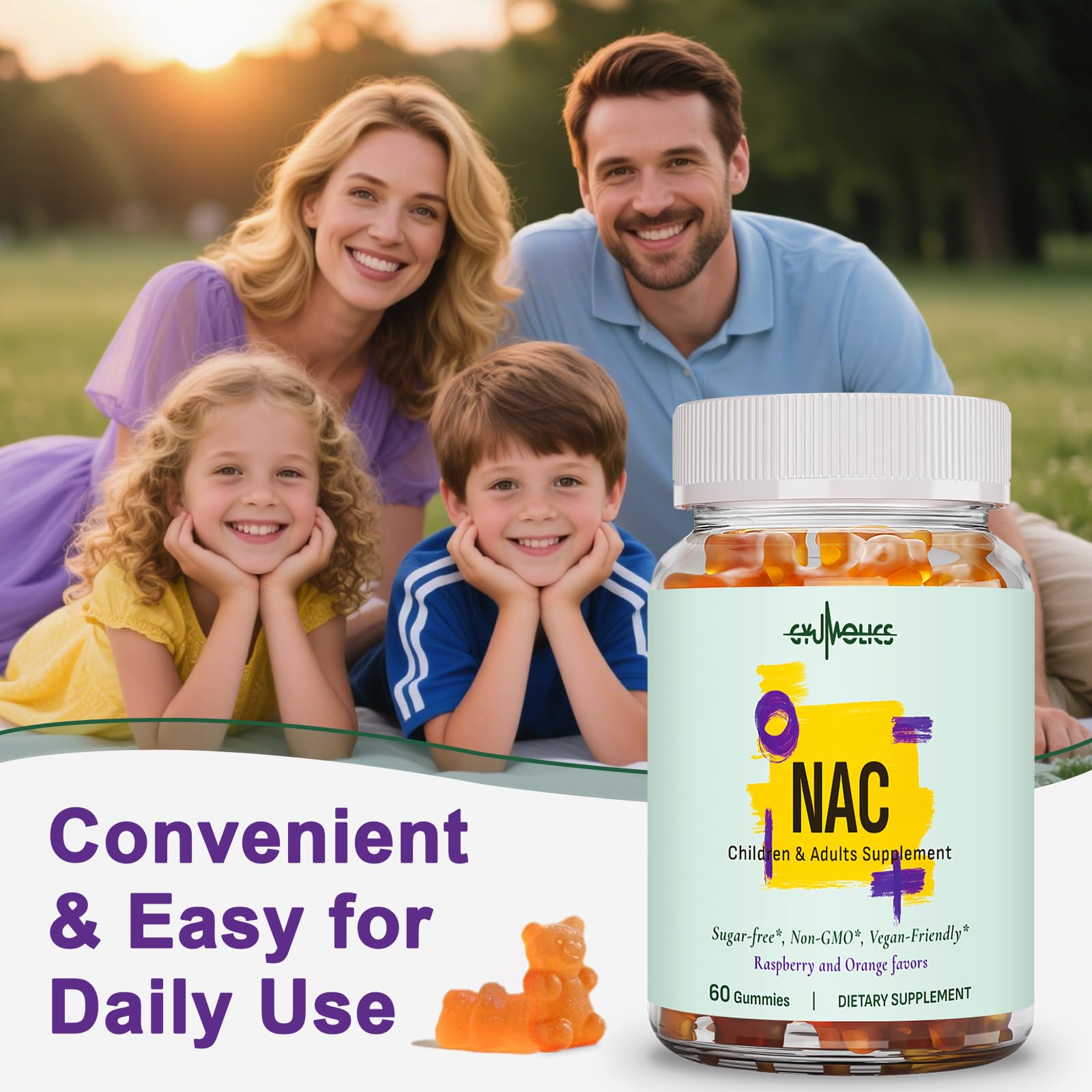 Gyumolics NAC sugar-free plant-based sweetness in gummies