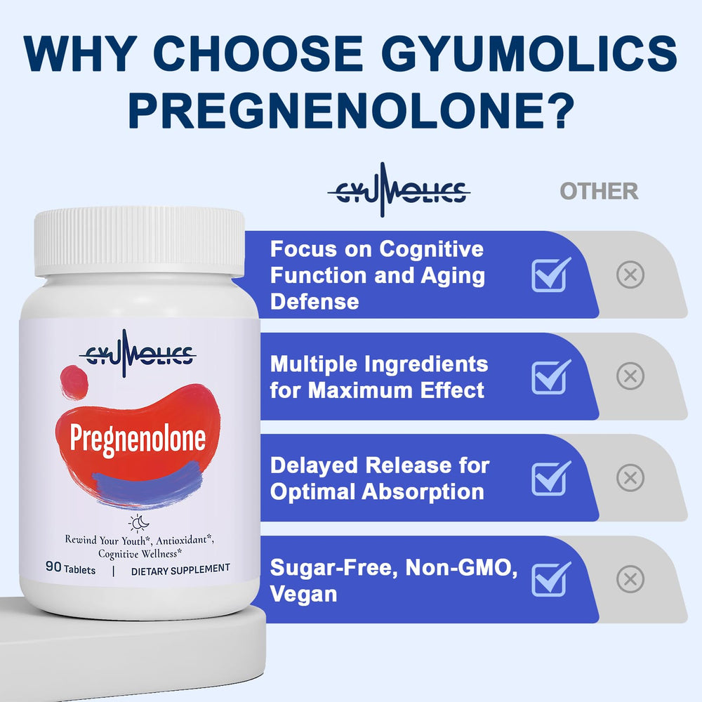 Lifestyle scene showing Gyumolics pregnenolone as part of a daily routine for both genders.