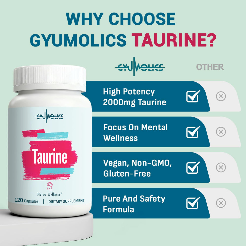 Gyumolics Taurine bottle pour demonstrates easy daily administration.