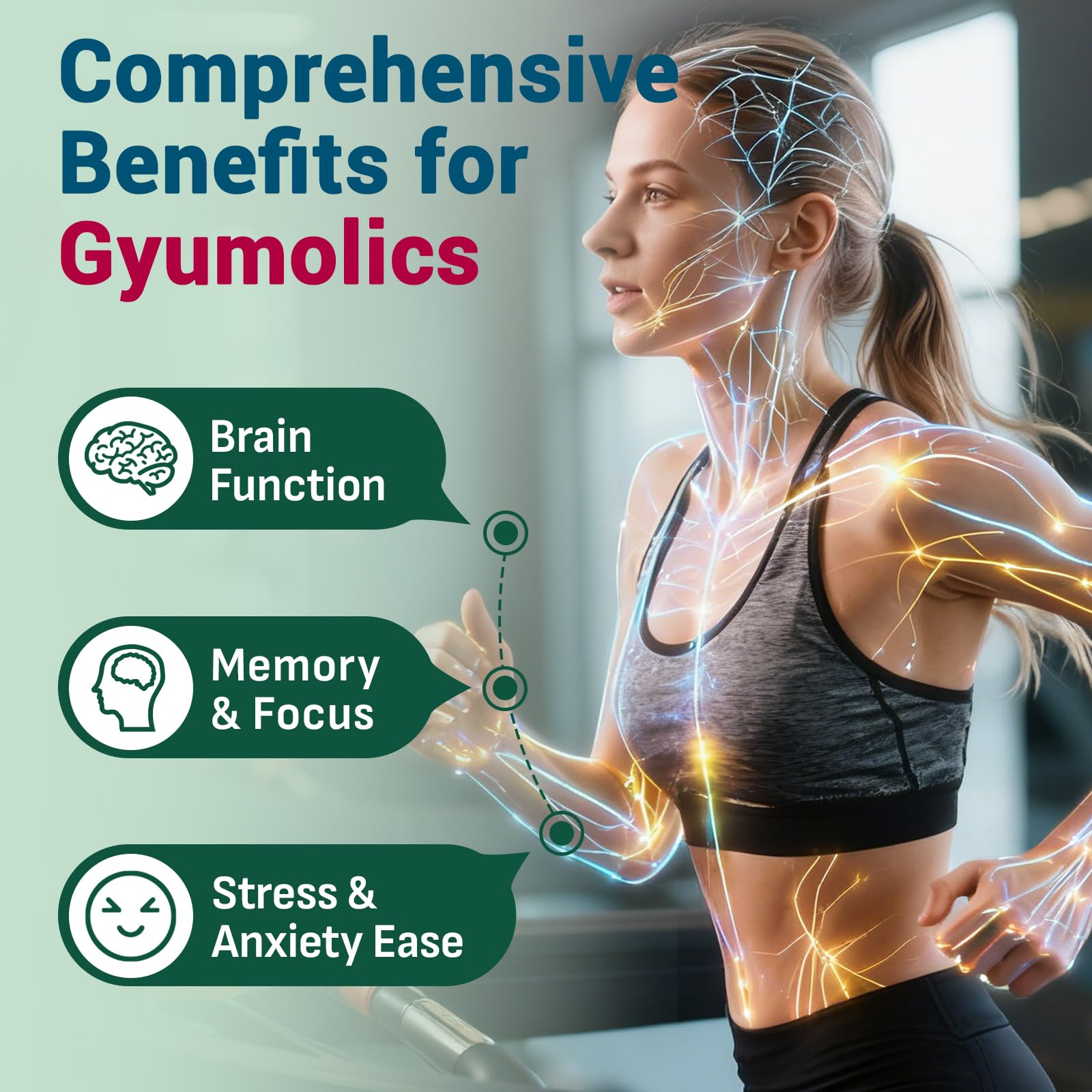 Close-up of Gyumolics Taurine capsules showing vegetarian, high-dose formula.