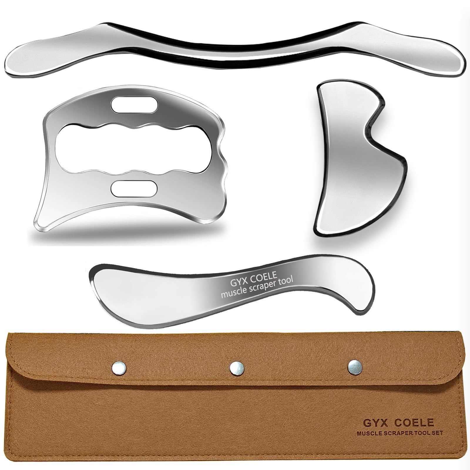 GYX COELE 4-in-1 muscle scraper set ready for targeted deep-tissue massage