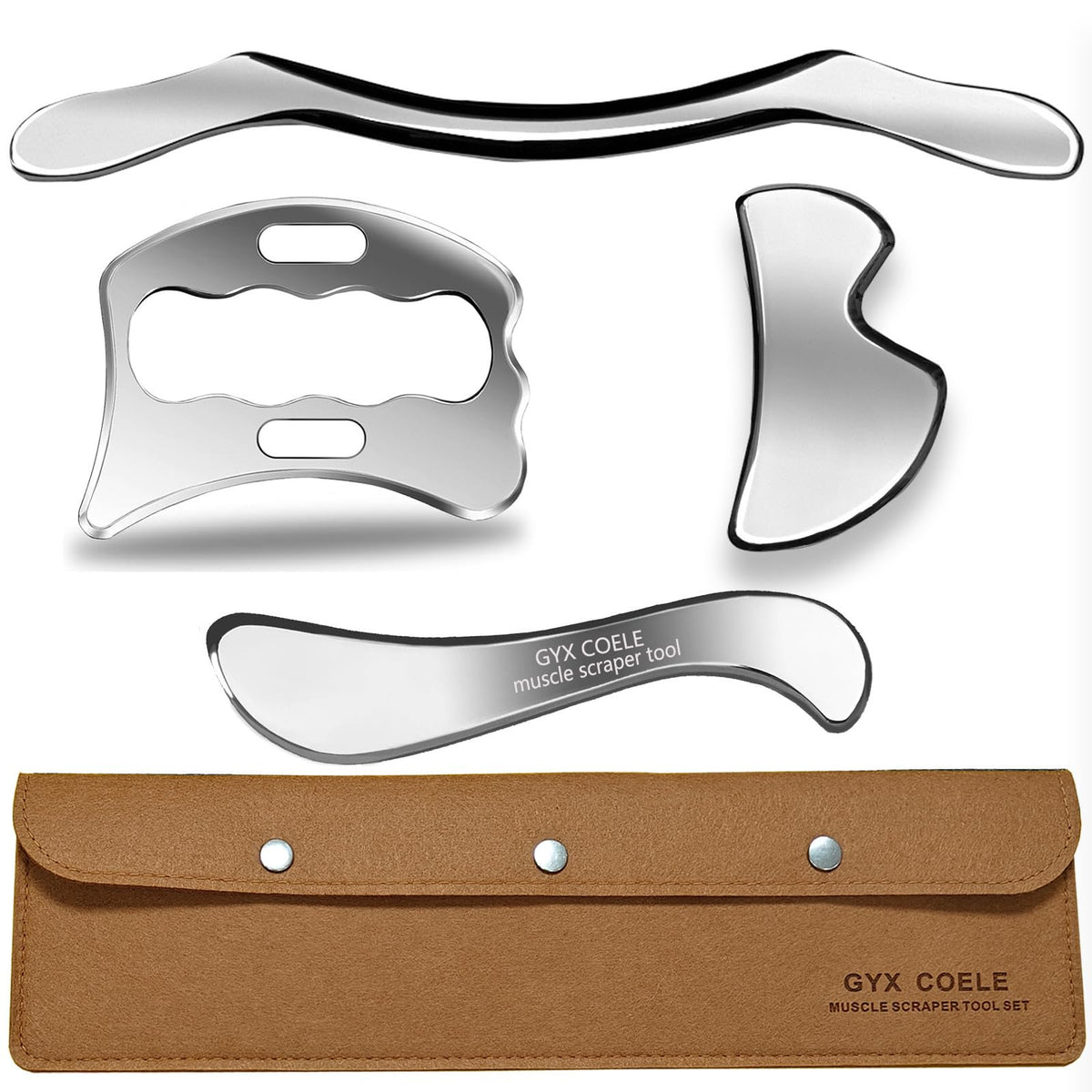 GYX COELE 4-in-1 muscle scraper set ready for targeted deep-tissue massage