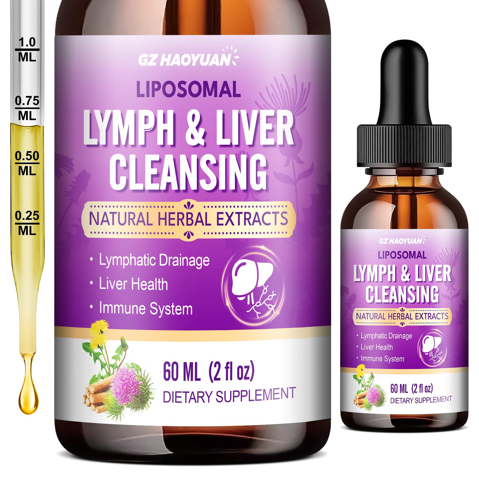GZ HAOYUAN Lymph Liver Detox Drops Liposomal Milk Thistle Artichok gz-haoyuan-lymph-liver-detox-drops-liposomal-milk-thistle-artichok