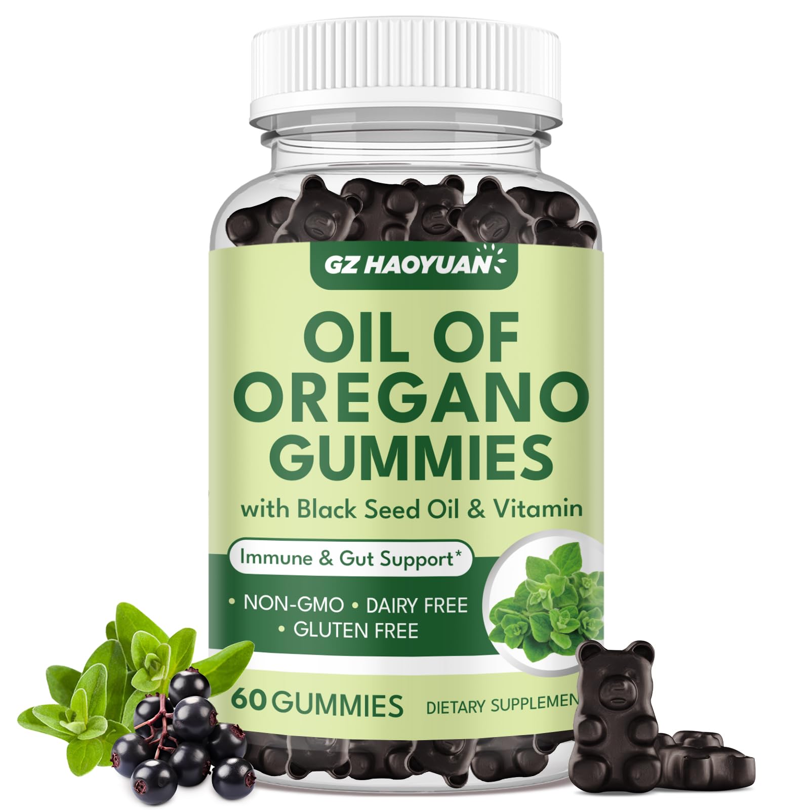 GZ HAOYUAN Oil of Oregano Gummies bottle for daily wellness and digestion