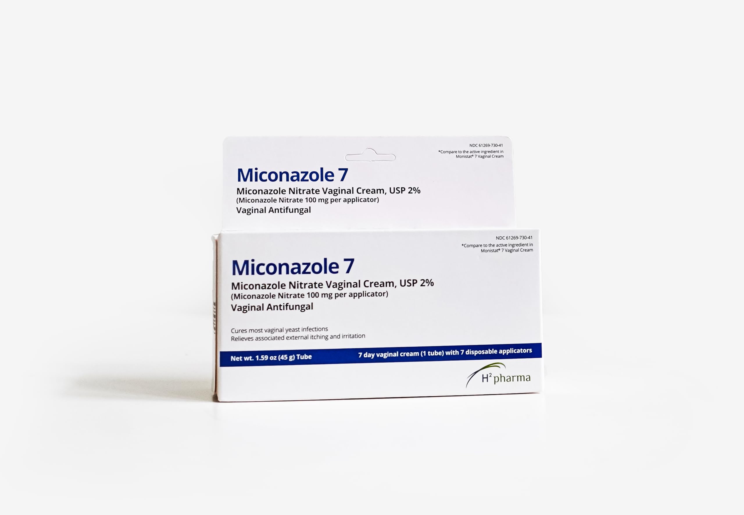 h2 pharma Miconazole 7-cream packaging emphasizing hygiene and portability.