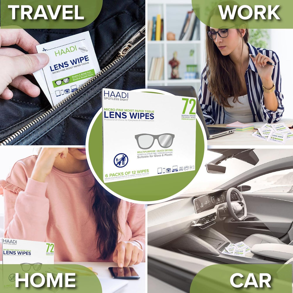 HAADI cleaning wipes for cameras and binoculars; smear-free and quick-dry on delicate optics.