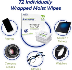 HAADI multipurpose wipes for lenses; ideal for spectacles, cameras, and mirrors with residue-free results.