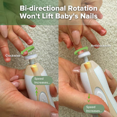 Haakaa nail file supports two speeds and directions for tailored shaping.