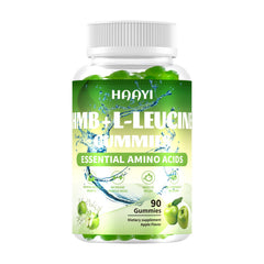 HAAYI HMB & L-Leucine gummies bottle showing recovery support.