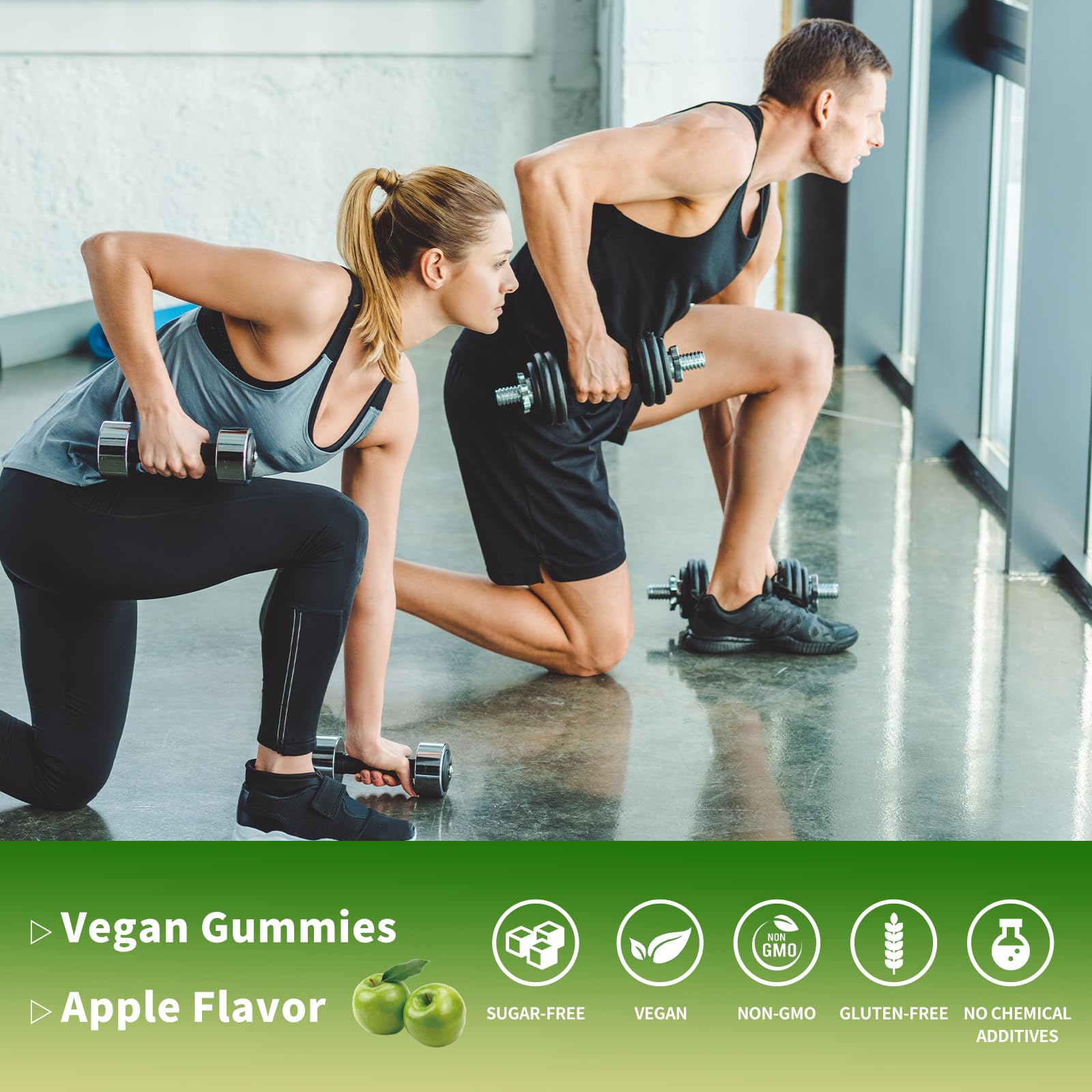 Gym scene with HAAYI gummies, a convenient workout companion.