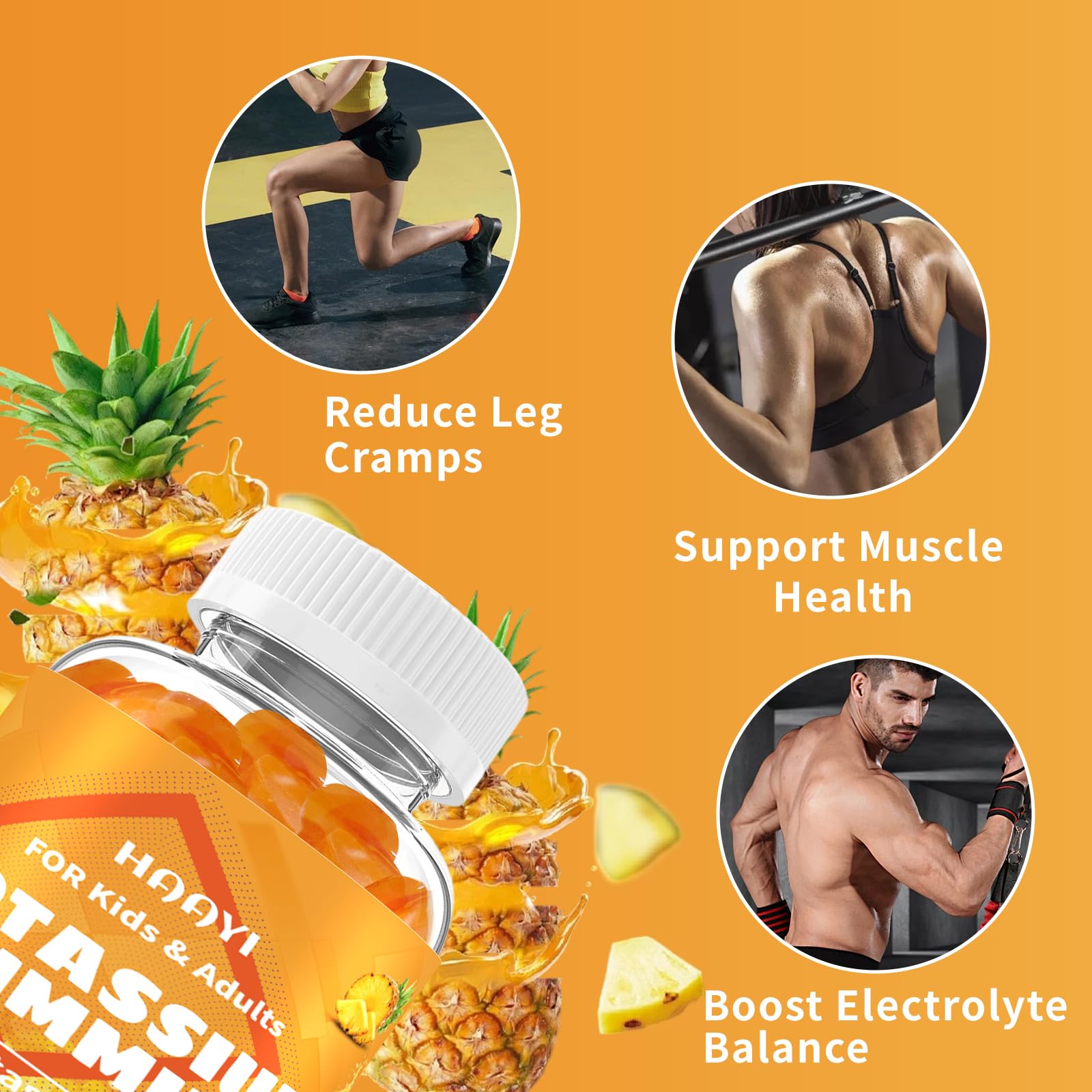 HAAYI potassium gummies pineapple flavor makes daily supplementation feel tasty.