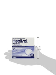 Habitrol Step 1 patch applied to the arm illustrating steady nicotine delivery