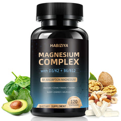 HABIZIYA Magnesium Complex bottle view with high-bioavailability formula for daily wellness.
