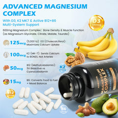 HABIZIYA Magnesium Complex capsules close-up; easy-to-swallow vegan capsules for daily vitality.