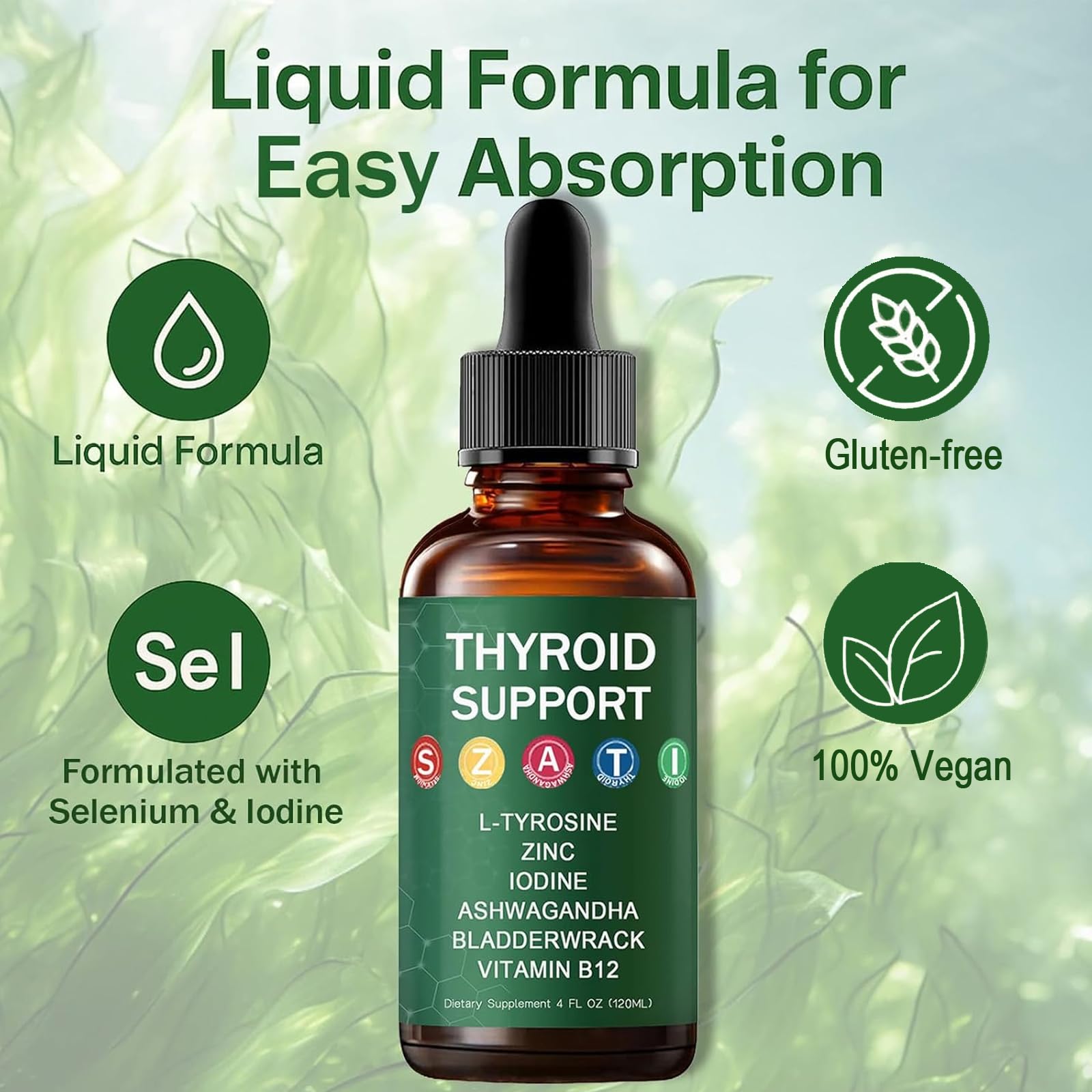 Berry flavored HABOHUSE Kindled Thyroid Support Drops label for taste appeal