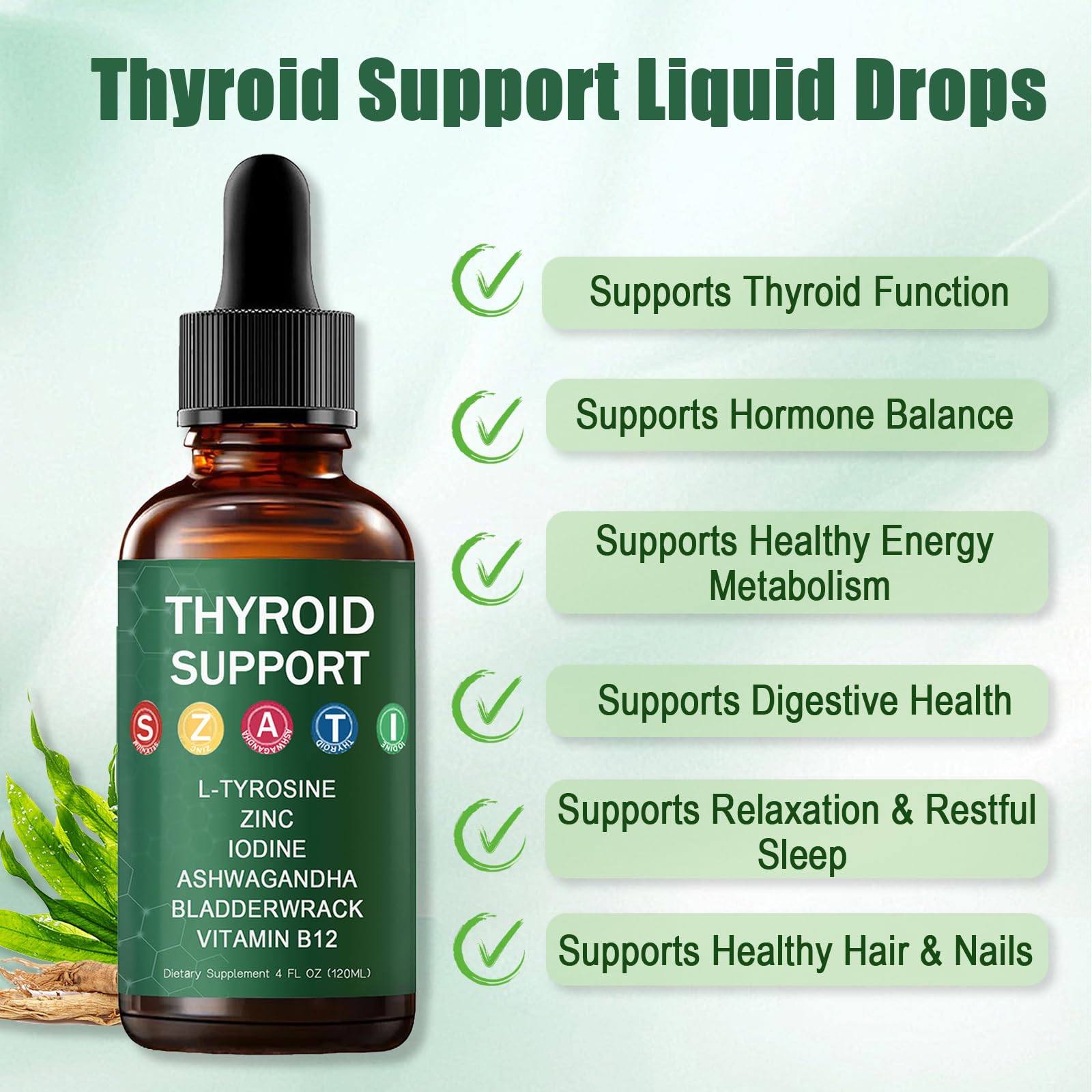 Kindled Thyroid Support Drops bottle beside glass of water for daily use