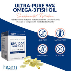 HAIM EPA1000 label front emphasizes pure EPA omega-3 and pharmaceutical-grade quality.