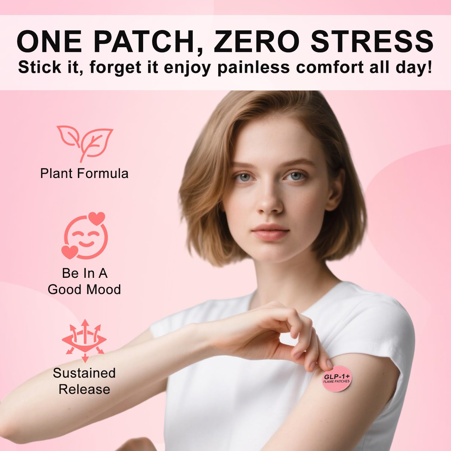 Haiphy GLP-1 patches applied on the arm for convenient use.