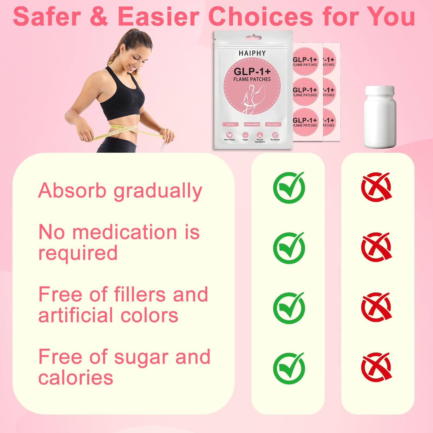 Haiphy GLP-1 Patches on the stomach area provide discreet wellness during activity.