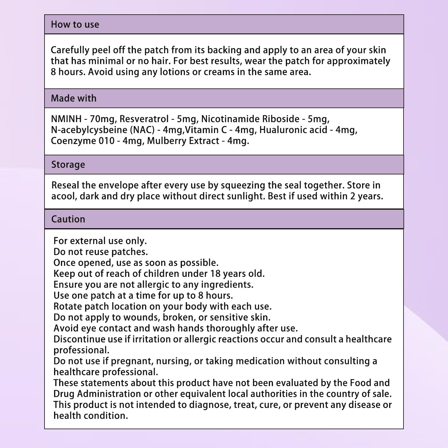Illustration of an 8-hour release concept for NAD+Patches