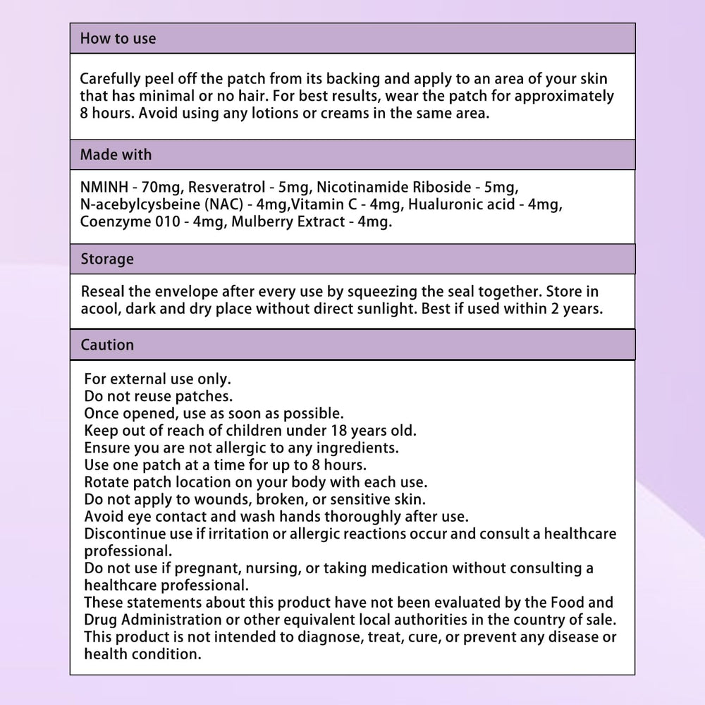 Illustration of an 8-hour release concept for NAD+Patches