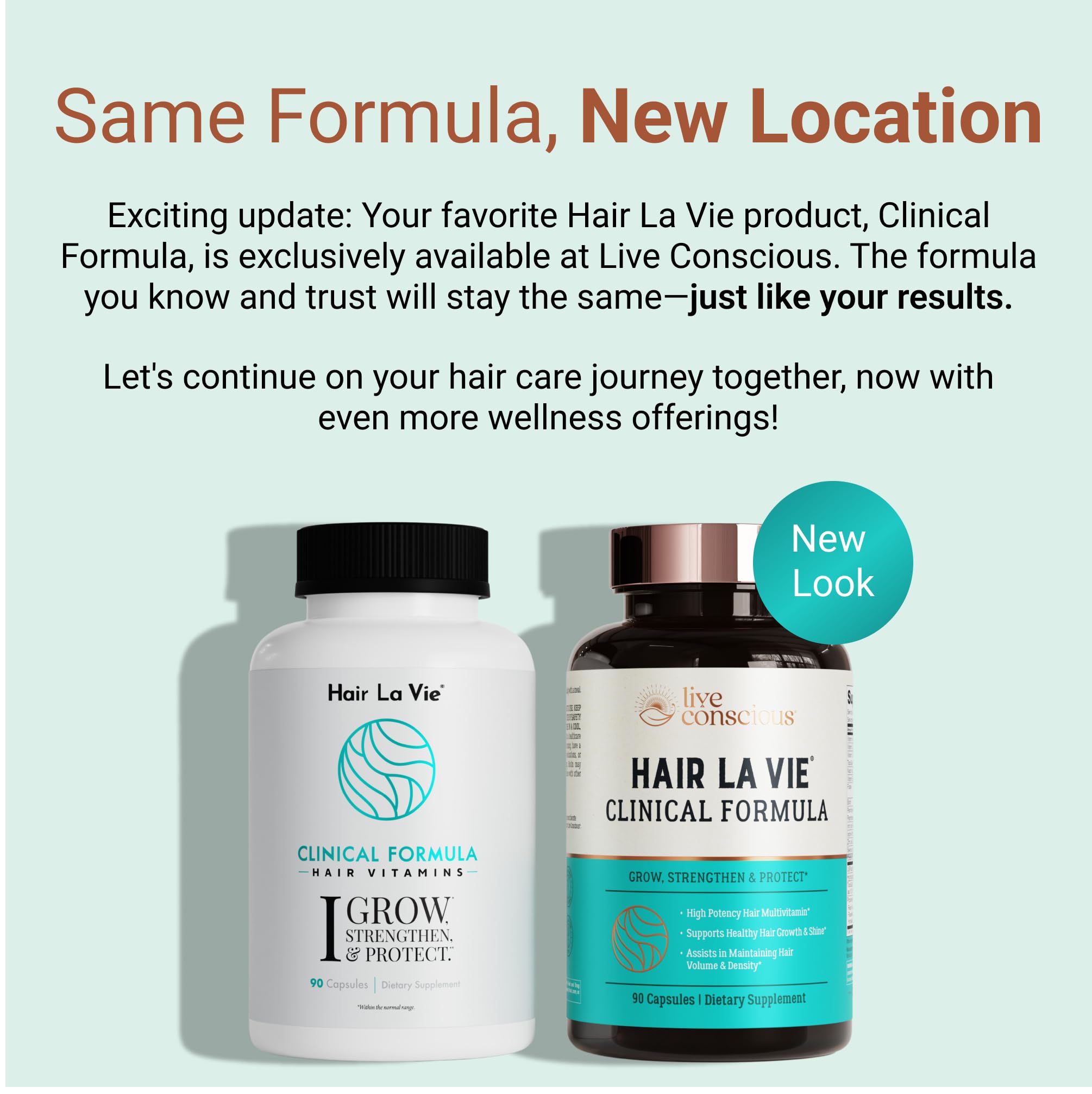 Hair La Vie capsules ready to take with a meal for hair health.
